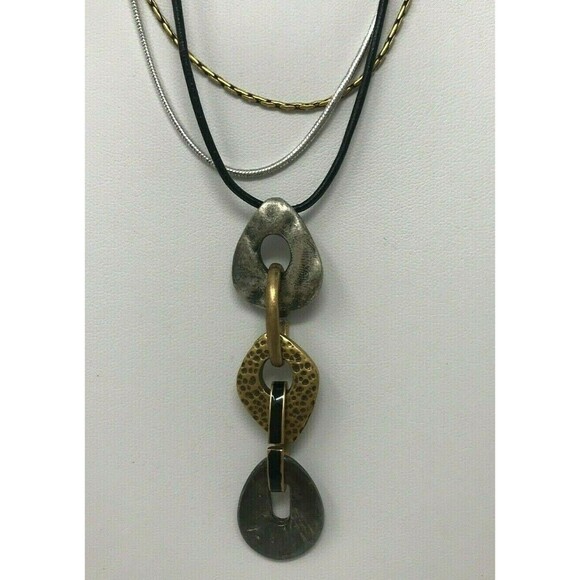 CHICO'S Pendant Necklace Metallic Multi Tone Silver Tone Copper Tone - Picture 1 of 8